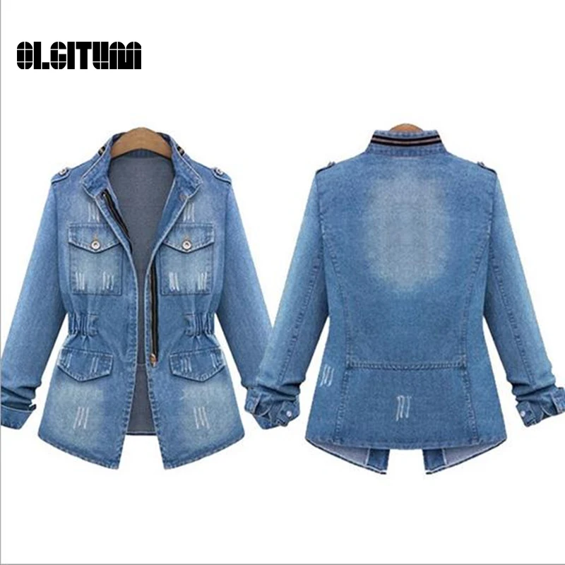 OLGITUM 2017 New Fashion Spring Slim Jeans font b Jacket b font Female Casual Long Sleeve