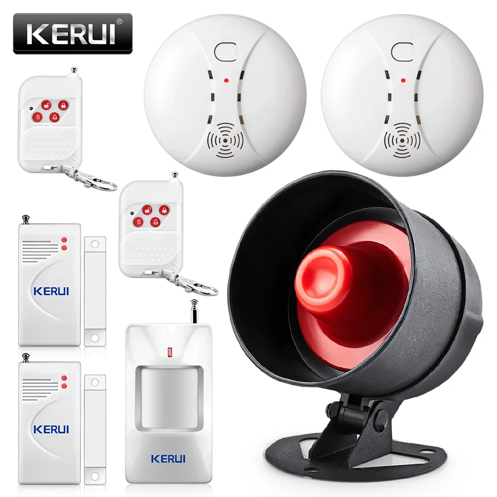 Kerui Wireless Anti Theft Safety Door And Window Alarm Automatic Induction Smoke Fire Sensor Combination Whistle System huismerk kopen in de aanbieding Kerui Wireless Anti Theft Safety Door And Window Alarm Automatic Induction Smoke Fire Sensor Combination Whistle System huismerk kopen in de aanbieding