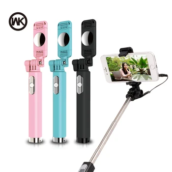 

WK 3.5MM AUX Universal Selfie Stick For iPhone 6 6S Samsung Huawei Xiaomi Phone Mini Foldable Tripod Mirror Wired Selfie Sticks