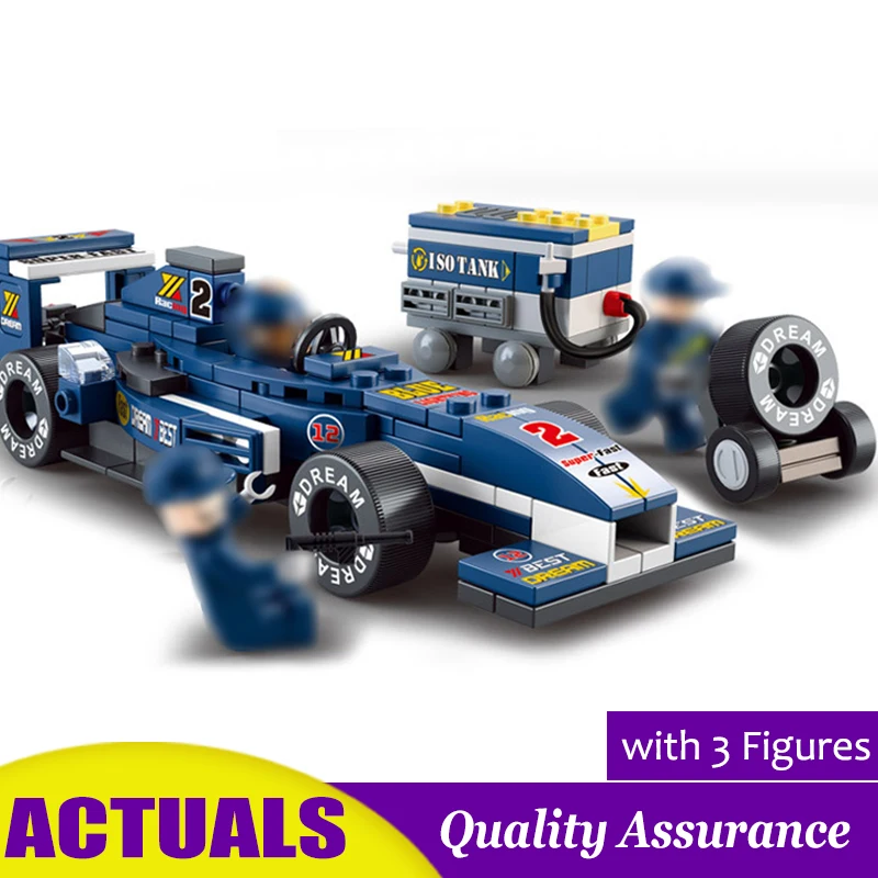 

Sluban 0351 Formula Car Technic F1 Racer Game Car Maintenance Station Building Blocks Compatible legoed Classic Toy