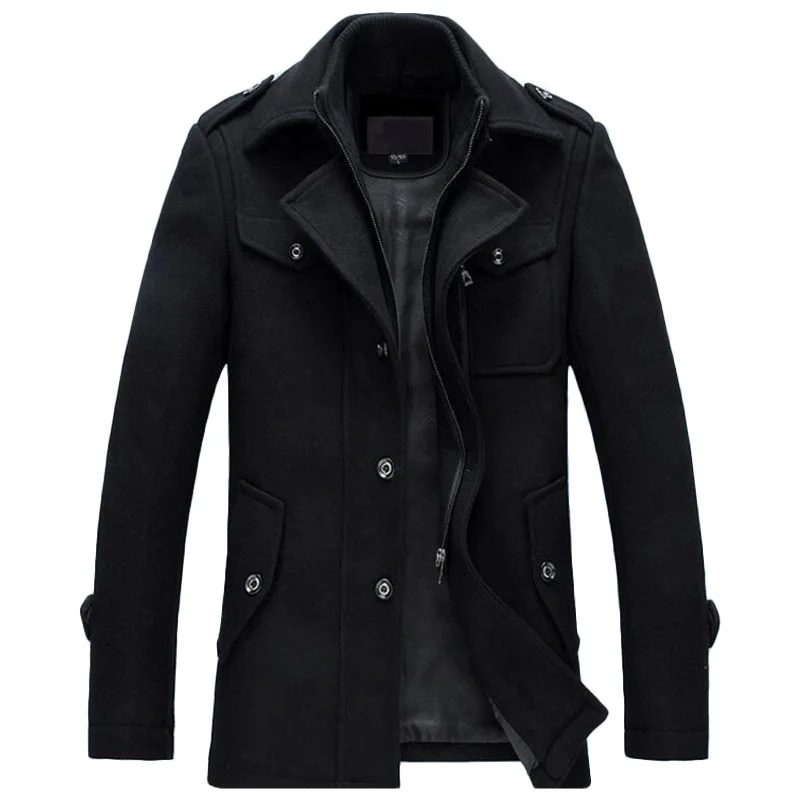 Зимняя мужская куртка, утепленное шерстяное пальто, приталенные куртки, модная верхняя одежда, Теплая мужская повседневная куртка, пальто, бушлат, плюс размер 3XL