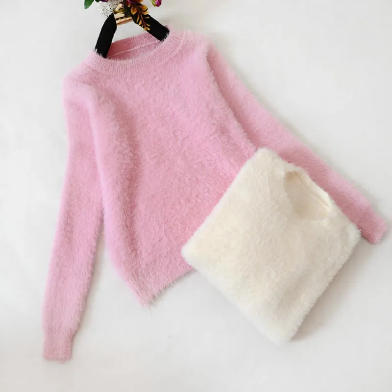 2018 new Winter&autumn Women Sweaters Pullovers Thick Solid O-neck Knitted Sweaters Women Elegant Casual Pullovers Warm Sweater