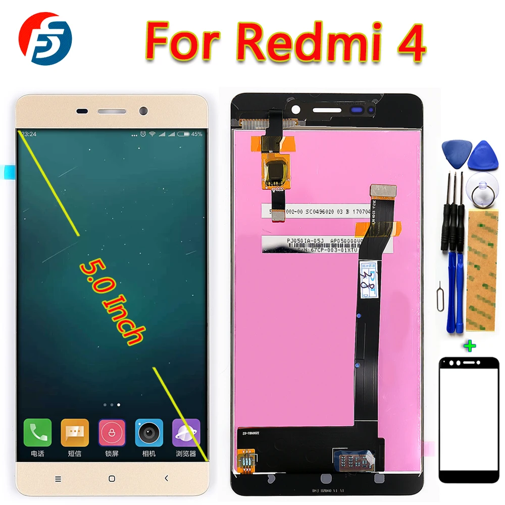 

Fansu Lcd Display For Xiaomi Redmi 4 (2GB RAM 16GB ROM) 5.0 inch Touch Screen Digitizer Assembly 1280*720 Free Tools Glass film