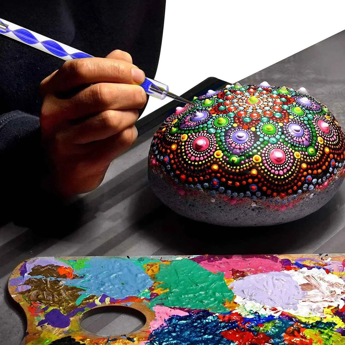 

36Pcs Dot Painting Mandala Dotting Tools Kit Pottery Acrylic Rods Sculpture Rock Painting Mandala Stencils Nail Art Tool