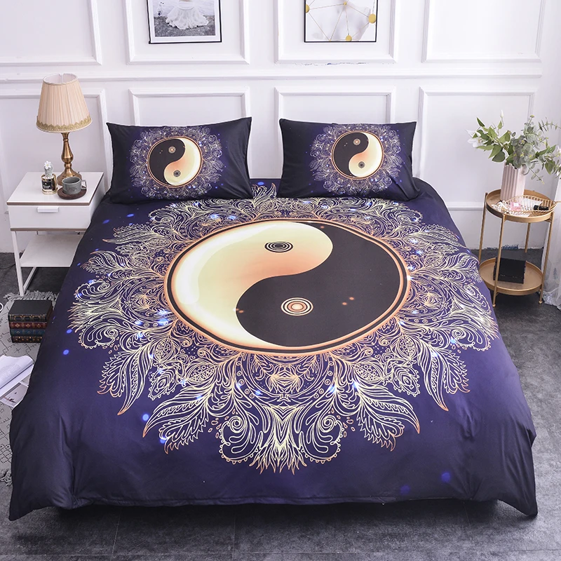 

ZEIMON Mandala Bedding Set Yin Yang Duvet Cover Set Bohemian Printed Home Textiles Bedclothes Microfiber Queen King Size Bed Set