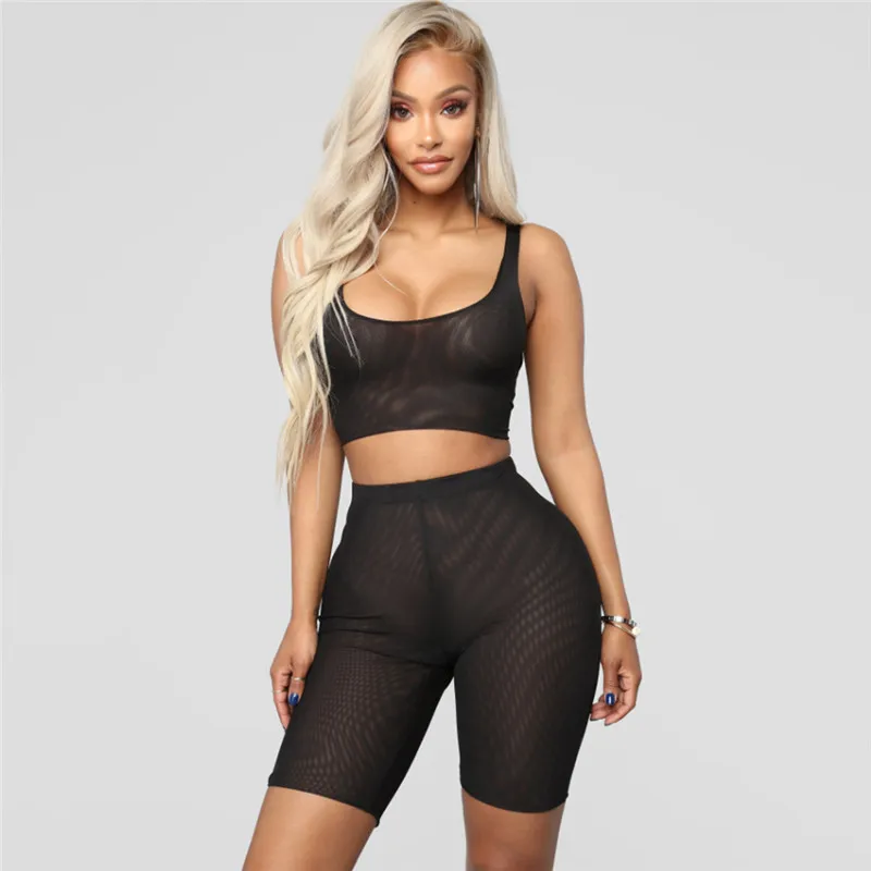 

2 piece set Sexy sports wear for Women gym suit Bodycon Crop Top and Short Fitness Workout Yoga set Ladies Sport suit