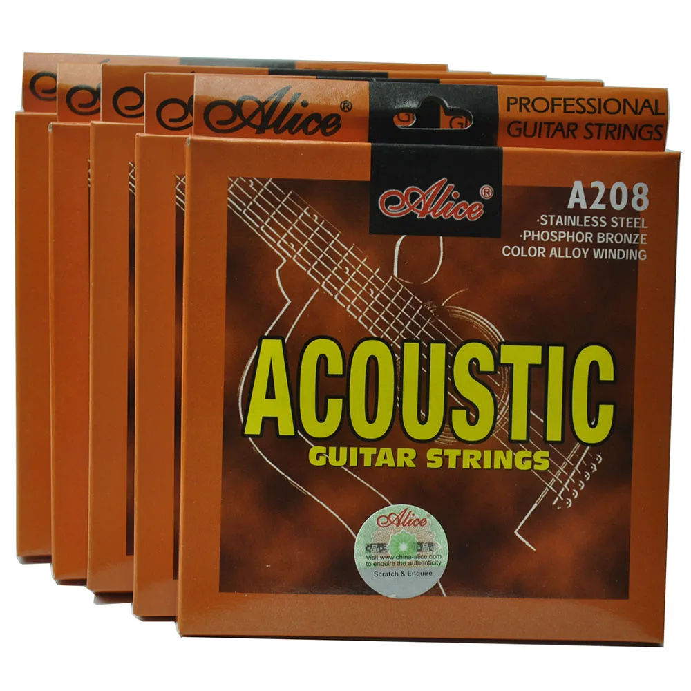 

5 Sets A208-L Acoustic Guitar Strings Light 6-string Set Stainless Steel