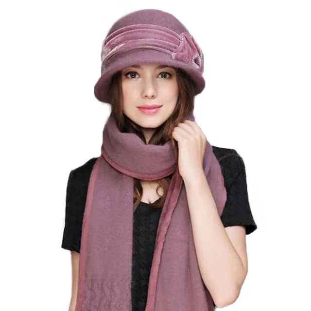 FS Women Wool Rabbit Fur Knitted Fedora 