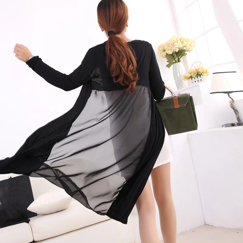 

Fashion Women Summer Chiffon Kimono Cardigan Solid Shawl Blouse Sunscreen Beach Tops -OPK