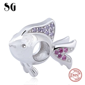 

Summer arrival 925 Sterling Silver Animal Sea Fish Charms Beads Fit Original Europe Charms Bracelet Authentic DIY Jewelry Gift