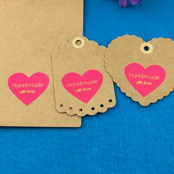 

5000PCS/Lot3.1X2.3cm heart-shaped Printed above"Handmade with LOVE"Sticker Labels Adhesive Stickers DIY For/Box/gift/envelope
