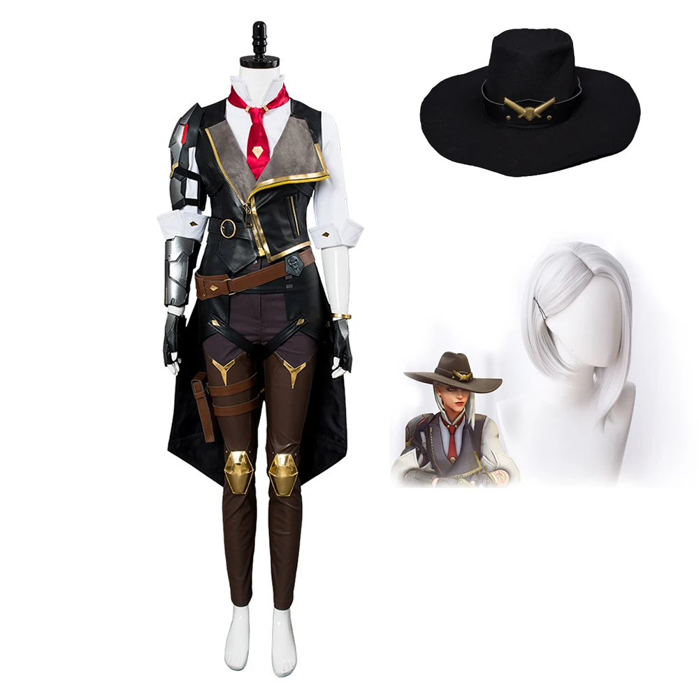 Женский костюм для косплея OW Ashe с париком Ай Элизабет Каледония карнавальные
