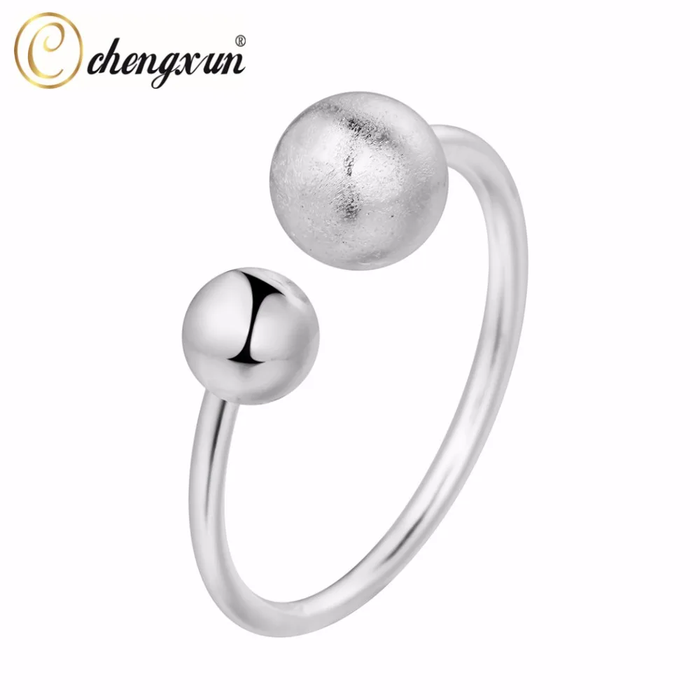 

CHENGXUN Women's Plain Band Knuckle Midi Rings Double 3D Ball Party Jewelry Ring Female Opening Adjustable Rings Anillos