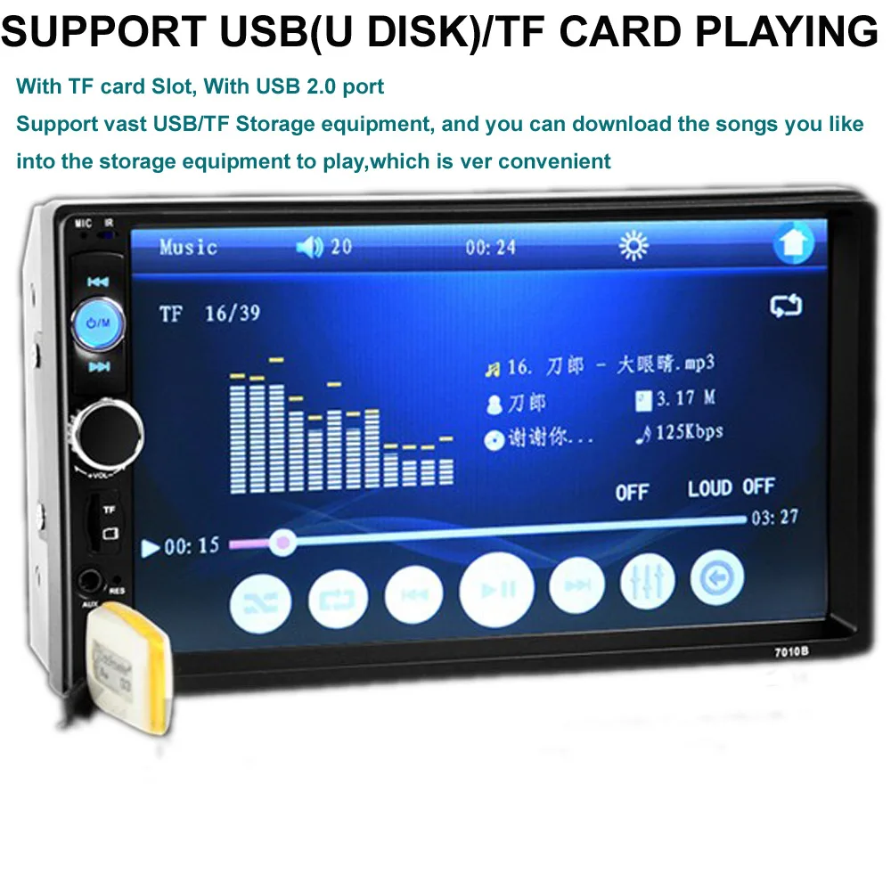 

Universal 7010B 7inch Car MP5 Player 2Din Touch Screen Car Video Player Audio Stereo Multimedia FM/MP5/USB/AUX/Bluetooth Camera