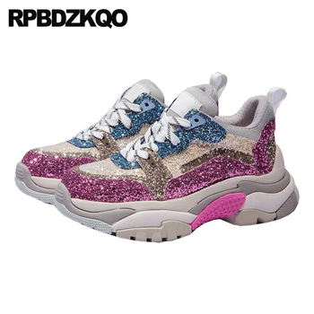 

glitter pink size 34 designer shoes china thick sole platform trainers flats sequin women high quality sneakers muffin creepers