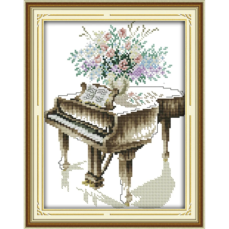 

Everlasting love Grand piano Ecological cotton chinese Cross Stitch 14CT stamped Printed DIY christmas decorations for home gift
