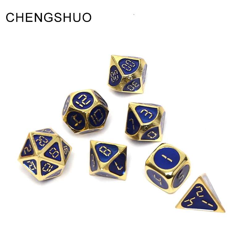 

Chengshuo dnd metal dice rpg set polyhedral dungeons and dragons d20 8 6 10 12 d&d table game Zinc alloy blue digital dice dodas