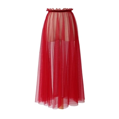 Новая летняя стрейчевая Нижняя юбка детская одежда на рост 80, 90, 100 см оборками один слой прозрачный сетчатый колпак юбка с высокой талией длиной до щиколотки Высокое качество Женщины - Цвет: red 80cm