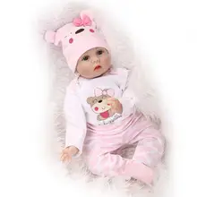 NPKCOLLECTION Hair Rooted Realistic Reborn Baby Dolls Soft Silicone 22″ /55cm Lifelike Newborn Doll Girl XMAS Gift