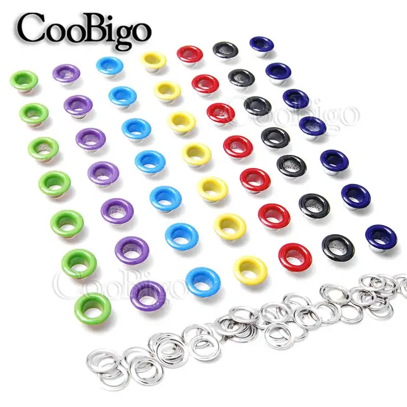 

100pcs Hole 5mm Metal Colorful Eyelets with Grommet for Leathercraft DIY Scrapbooking Shoe Belt Cap Bag Tag Clothes Accessories