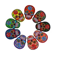 

5pcs/lot Iron On Clothes Patches DIY Flowered Skull Embroidered Patches For Clothing Fabric Badges Sewing Patches