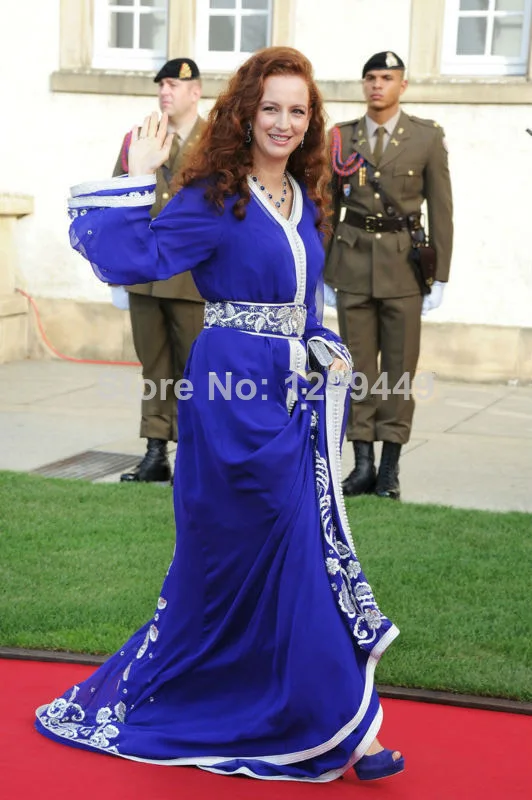 New Arrival Princess Lalla Salma Caftan Marocain Royal Blue V Neck Embroidery Kaftan Long Robe Evening Dresses New Fashion Long AliExpress