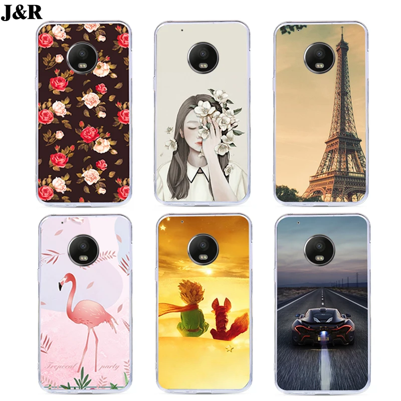 J&R Silicone Ultra Thin Soft Phone Case For Motorola Moto G5 Plus Colorful Printing Back Cover XT1687 XT1684 XT1685 5.2"Cases
