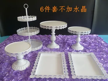 

white color 6pcs/set wedding party cake plate set. party cake decoration. cake stands