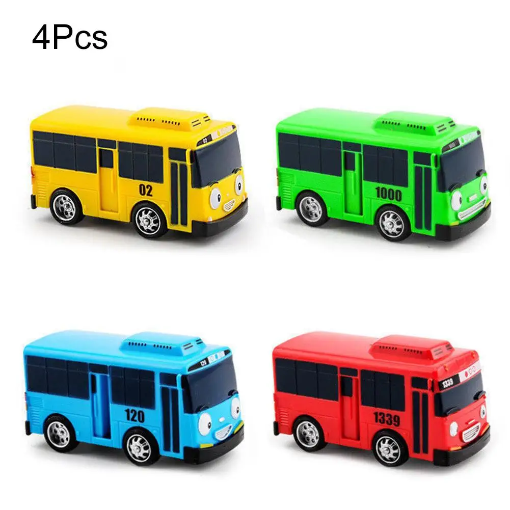 

4 PCS/Pack Cartoon Mini Bus Taxi Back Children's Educational Toys