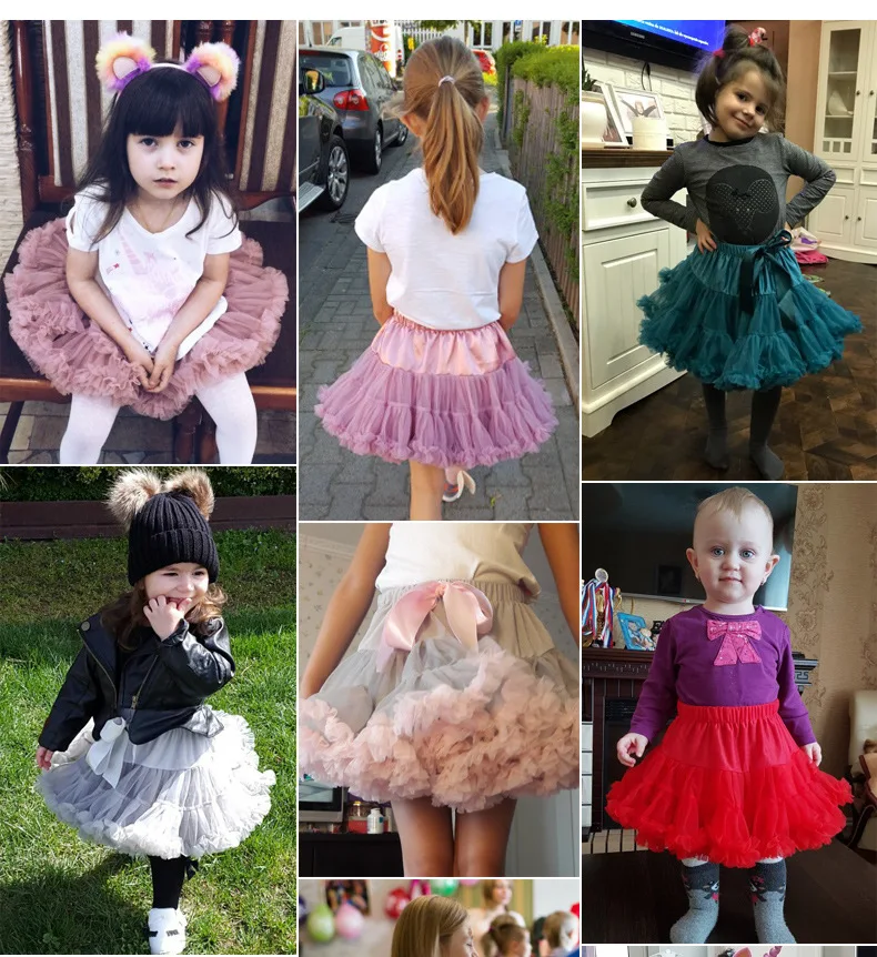 Qualidade do Bebê Saias de Balé para Festa Alta Meninas Tutu Saia Pettiskirt Camada Fofo Crianças Dança Princesa Menina Tule Miniskirt 14 pettiskirt camada fofo crianças saias de balé