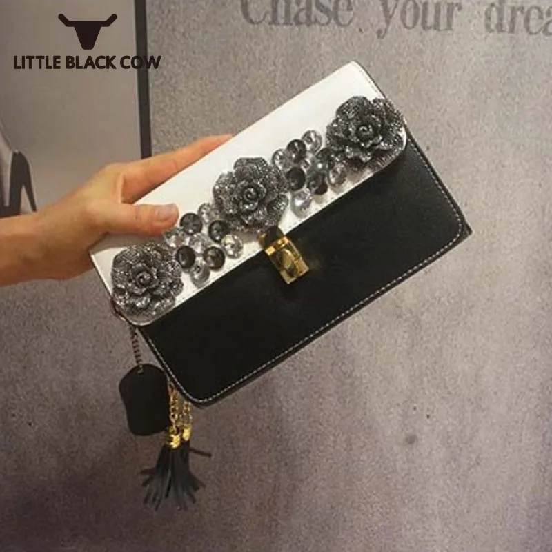 

Crystal Leather Crossbody Bags Women Famous Brand Clutch Small Bag 2019 New Fashions Diamonds Zipper Shoulder Bag Female