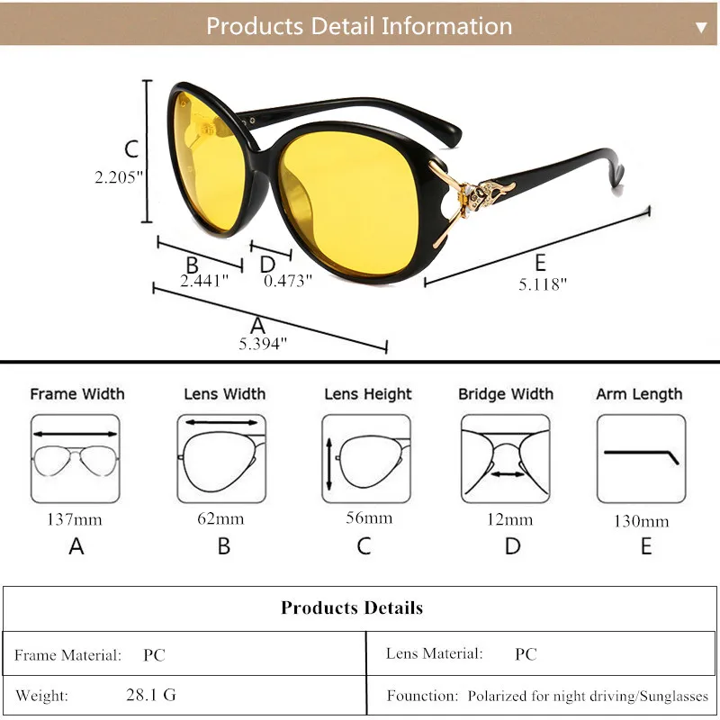 Женские HD поляризованные очки ночного видения для вождения, черные овальные большие солнцезащитные очки с бриллиантами, желтые очки для вождения UV400 N8842
