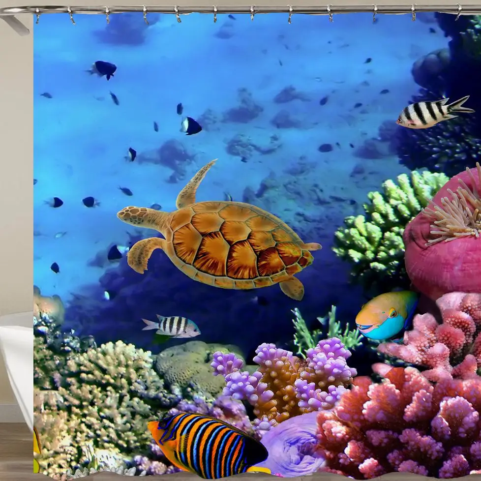 Miracille морская черепаха водостойкая занавеска для душа Осьминог домашние шторы с крючками для ванной полиэфирная ткань занавеска для ванной или коврик - Цвет: yl0233