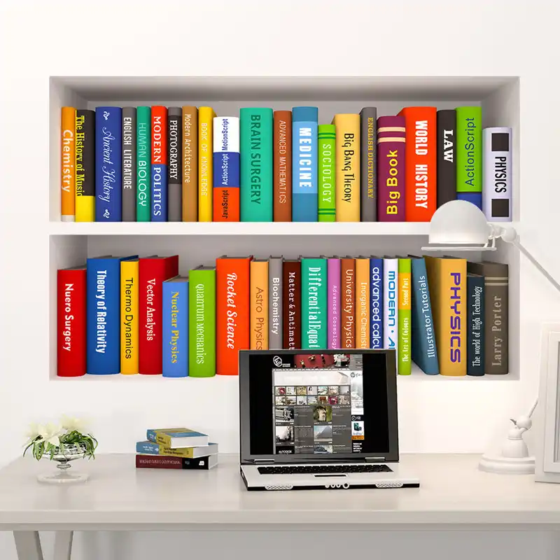 3d Creative Fake Bookcase Home Decor Vinyl Wall Stickers Diy Book Decoration Vintage Poster Wallpaper Wallstickers Poster Wallpaper Vintage Posterdecoration Vintage Aliexpress