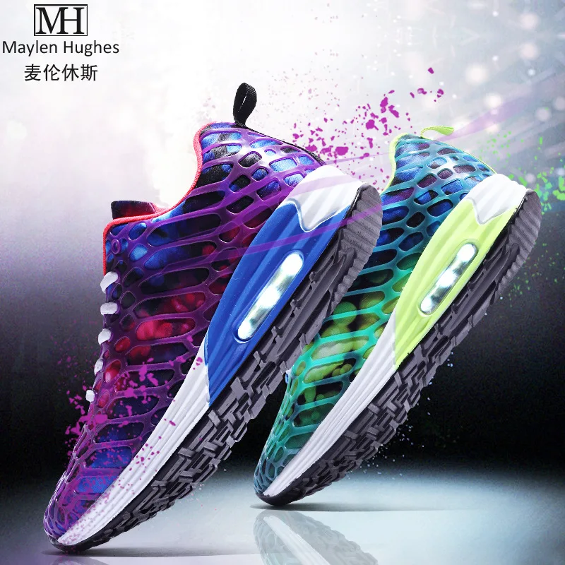 

2019 spring new breathable women's shoes Korean version of the tide cushion camouflage mesh casual men's shoes