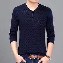 Мужские облегающие модные свитера с v-образным вырезом 27