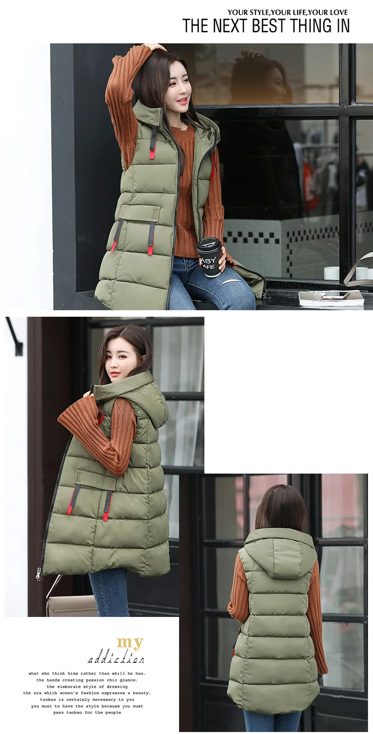 Women Jacket Winter Cotton Padded Vest Coats Long Hooded Women Coat And Jacket Sleeveless Outwear Clothing Plus Size 4XL CH657 (6)