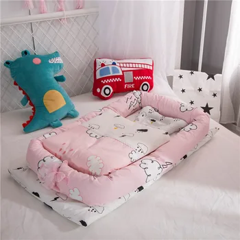 

Baby Cartoon Printing Bionic Bed Bumper Portable Baby Nest Bed Multifunctional Travel Bed With Bumper Mattress For Baby Crib
