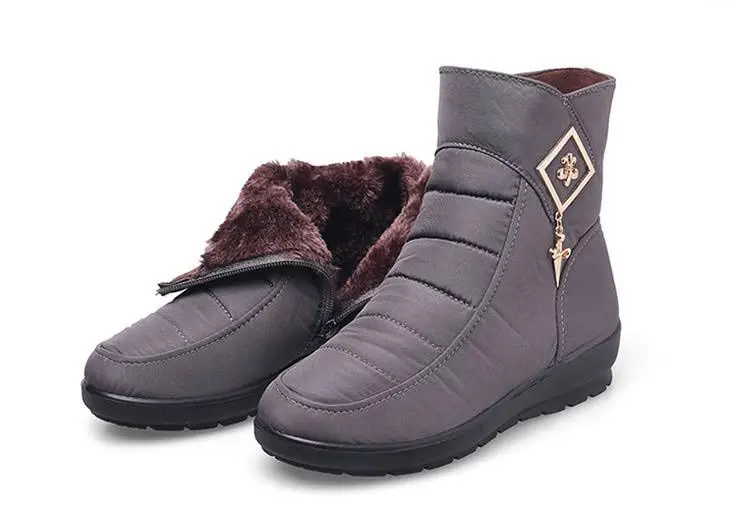 Ботильоны; женские теплые зимние ботинки на меху с плюшевой стелькой; женская обувь; высококачественные женские зимние ботинки из флока; женская зимняя обувь на молнии