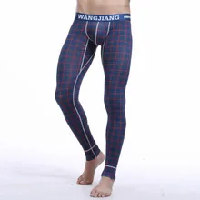 Брендовые мужские кальсоны, мужские теплые штаны, тонкая эластичная линия, мужская мода, хлопок, с принтом, сексуальное нижнее белье, плотные леггинсы, кальсоны