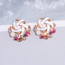 Серьги-гвоздики в Корейском стиле с милыми кристаллами и цветами для женщин и девочек, новые модные милые серьги, женские серьги, летние ювелирные изделия, подарки WX226