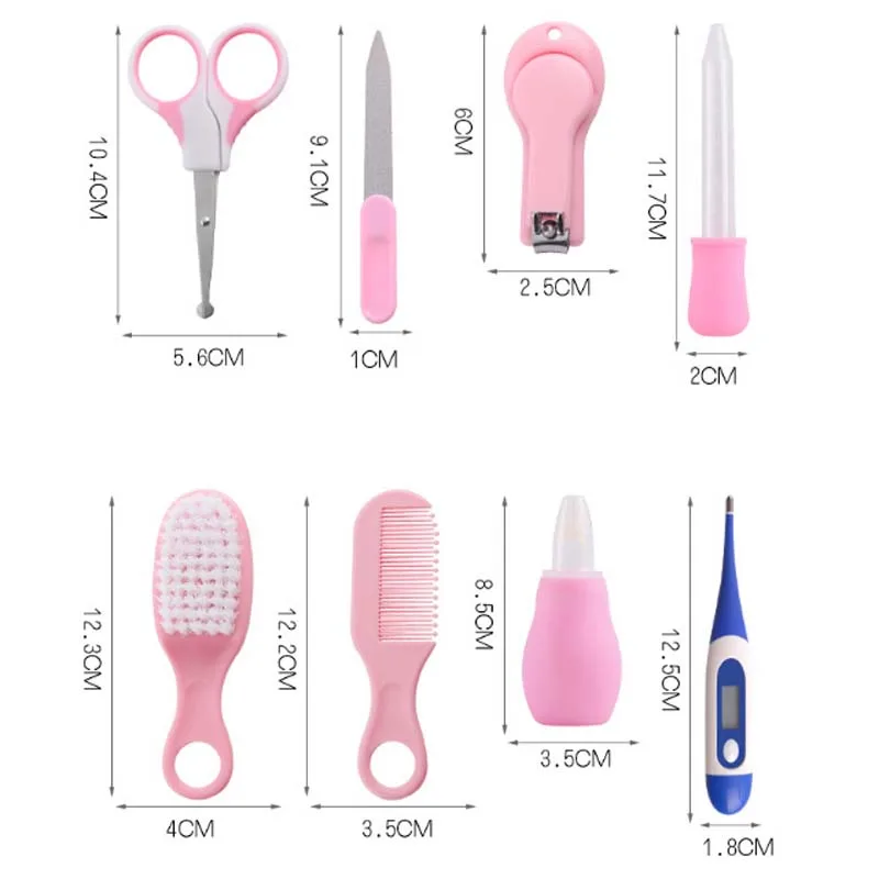 8Pcs Baby Grooming Health Care Manicure Set Baby Nail Care Practical Clipper Trimmer Convenient Daily Hair Brush Kits
