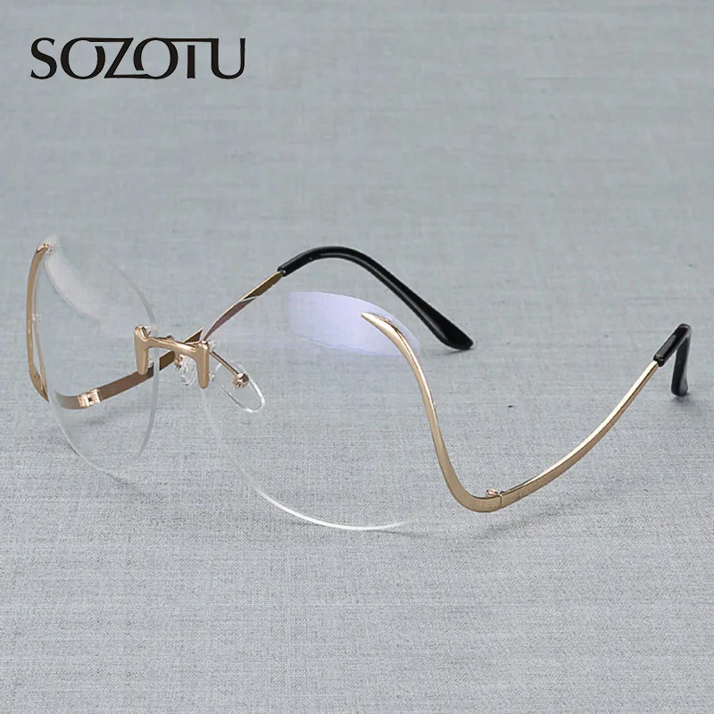 

Optical Clear Glasses Frame Women Computer Rimless Decorative Eyeglasses Spectacle Frame For Women's Transparent Lens YQ078