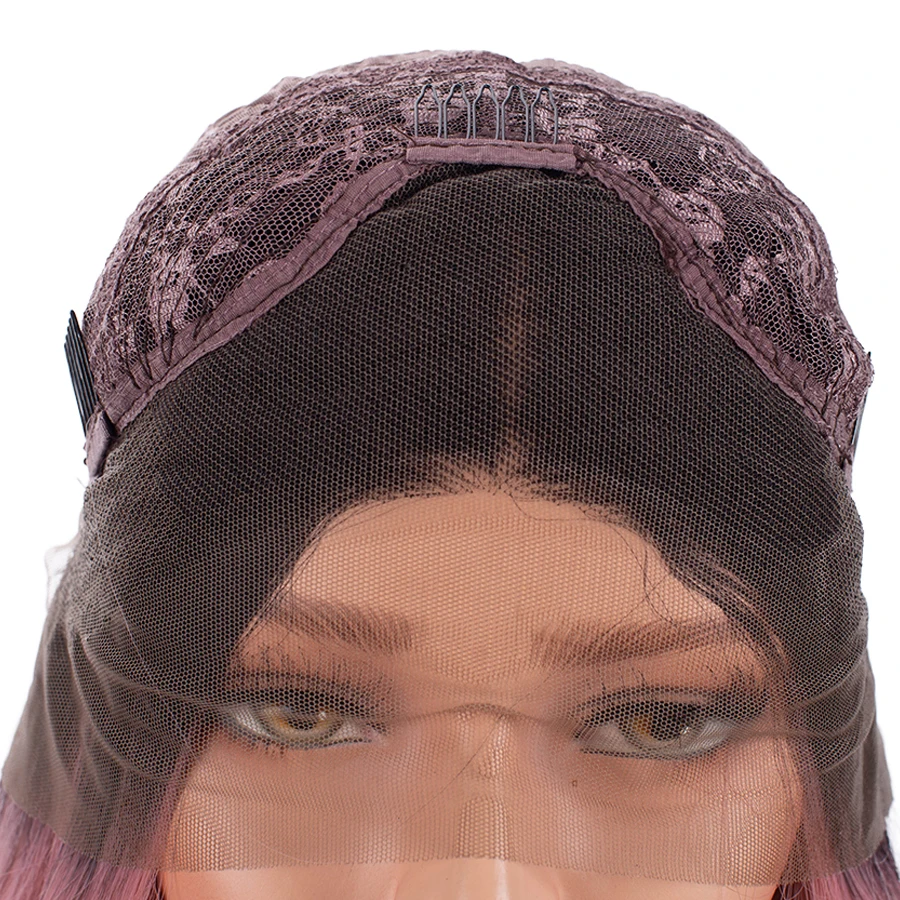 FANXITON розовый Ombre Парик Синтетические волосы на кружеве парик для черный Для женщин 130% 24 дюймов Синтетический волнистые волосы длинные