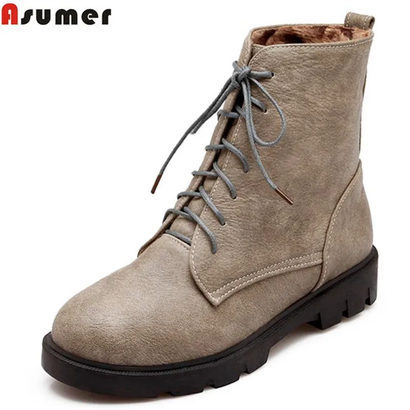 

Hot sale college girls four colors red autumn new fashion lace up ankle boots platform high quality solid Martin boots for women