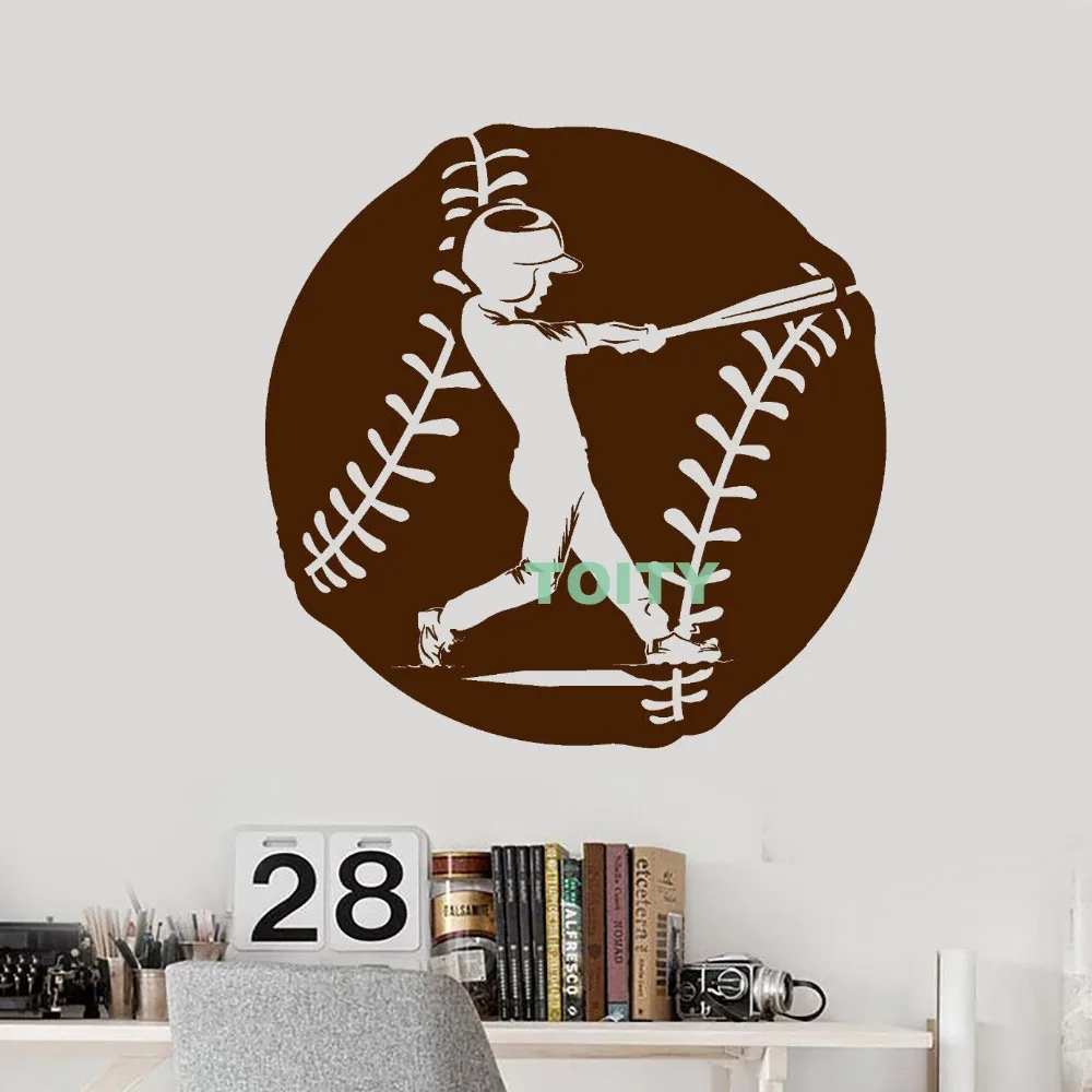 Vinyl Wall Decal Baseball Player Boy Ball American Sport Game Sticker Home Interior Room