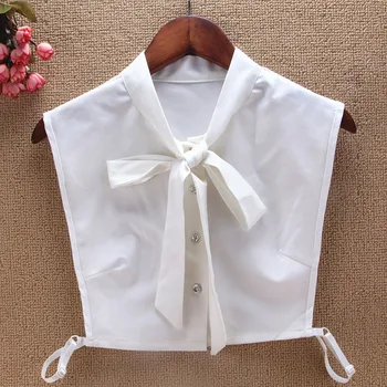 

Women Fake Collar Bowknot Detachable Simple Half Shirts for Matching Tops -MX8