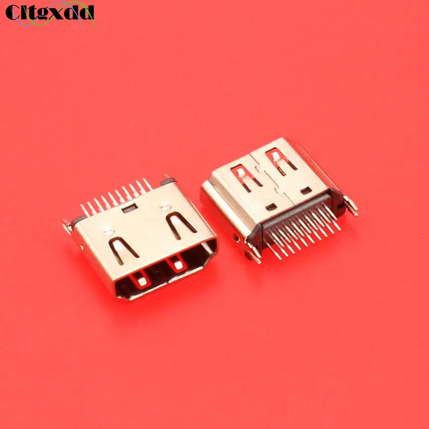 

cltgxdd HDMI female Plug 19 pin female interface Connector,2 rows (10pin 9pin) 180 degree HDMI female socket repair replacement
