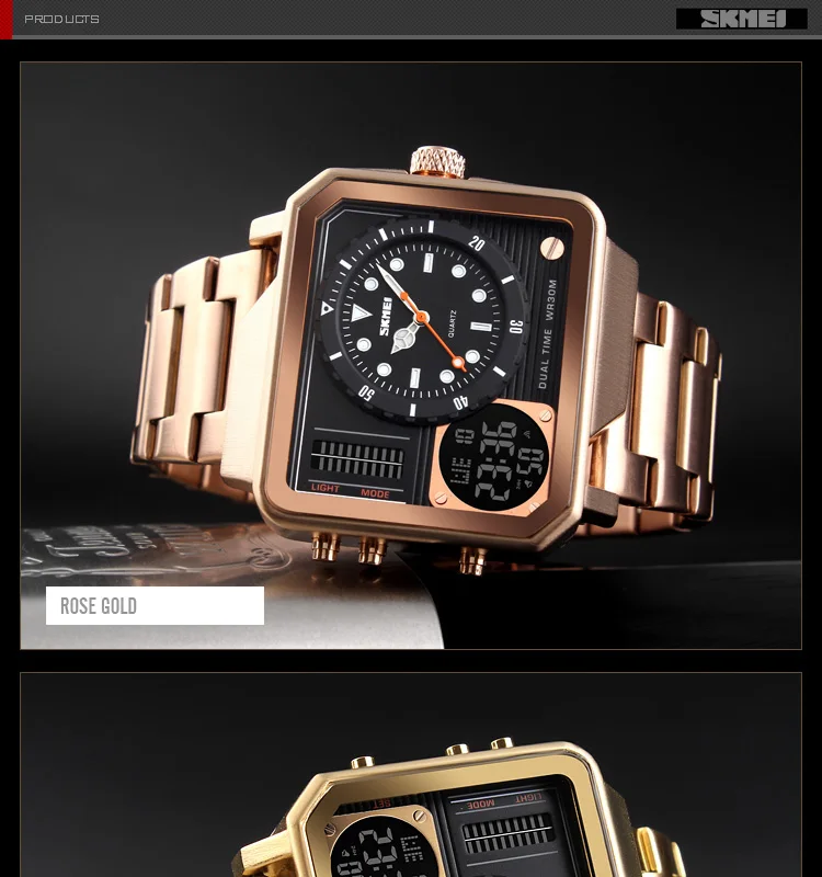 Top Luxury Men Digital Sport Quartz Watch Men Stainless Steel Strap Waterproof Fashion Casual Clock Male