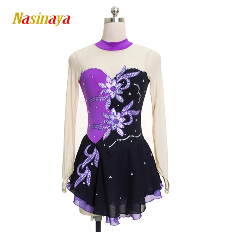 Nasinaya Figure Skating Competition Women's Children's Rhythmic Gymnastics Performance Long Sleeve Skirt Dress Hot